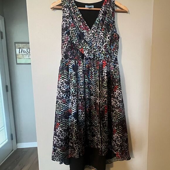 Cynthia Rowley Women’s Size 4 High Low Dress Multicolor Lattice Bouquet Print - Picture 2 of 14